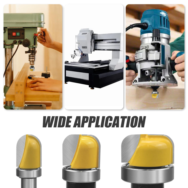 Kaelah 3 piece cutter for router set, 8 mm round cutter router bits, bowl milling bit, hollow milling cutter for woodworking shaker cutter tools cutting tool