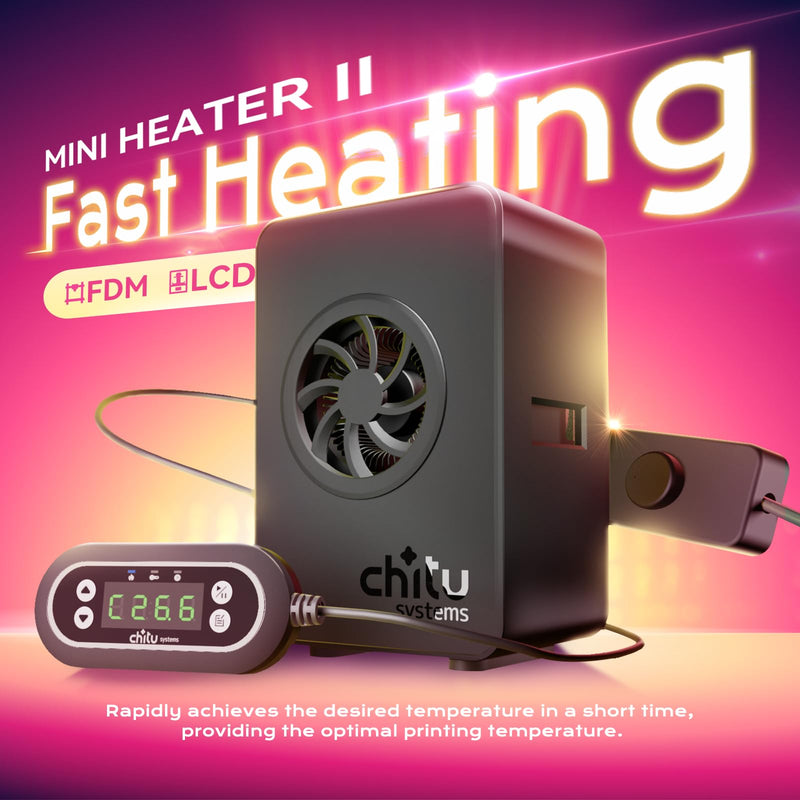Chitu Systems Upgraded 3D Printer Mini Heater-LCD Resin & FDM 3D Printer Chamber Heater, Easy Installation, High-Performance Fan, Overheat Protection, Compatible with Bambu Lab P1P/P1S/X1 Upgraded H2