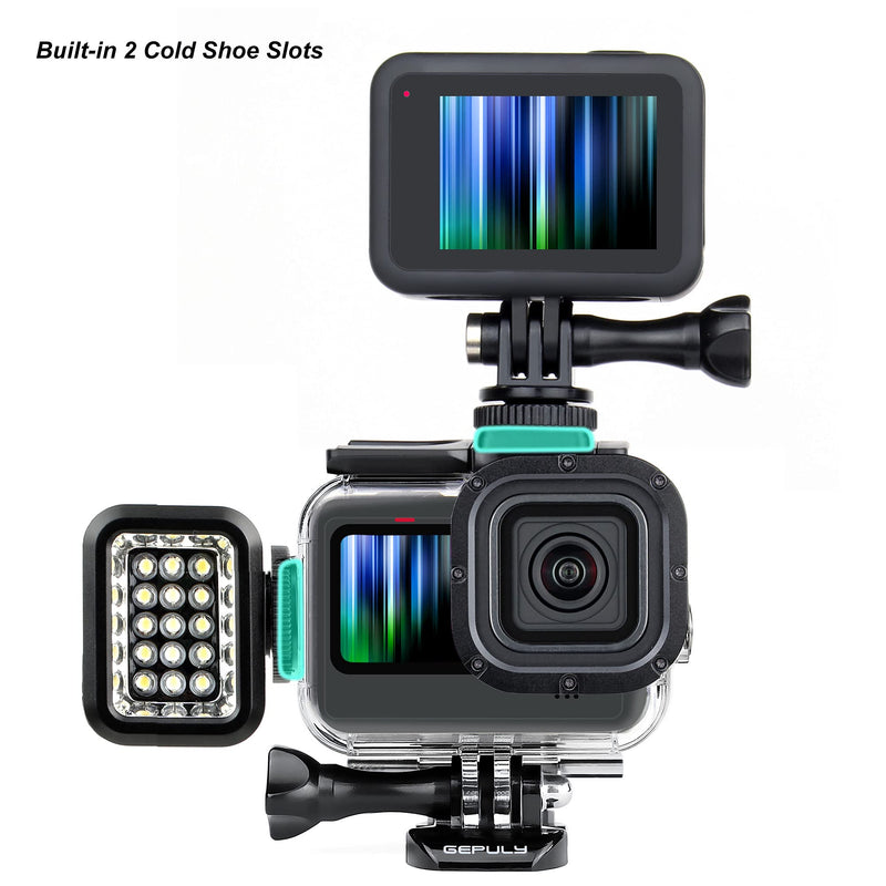 Waterproof Housing Case for GoPro Hero 9 10 11 12 Black, 60M Underwater Protective Dive Housing Shell with 2 Cold Shoe Adapters Brackets Accessories for Go Pro Hero 12 11 10 9 Black Cameras Waterproof Case for Hero 12/11/10/9 Black