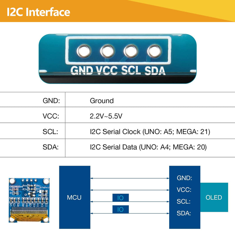 XTVTX 3PCS 0.96 Inch OLED Module 12864 128x64 Driver IIC I2C Serial Luminous Display Board Compatible with Arduino PI (Blue and Yellow)
