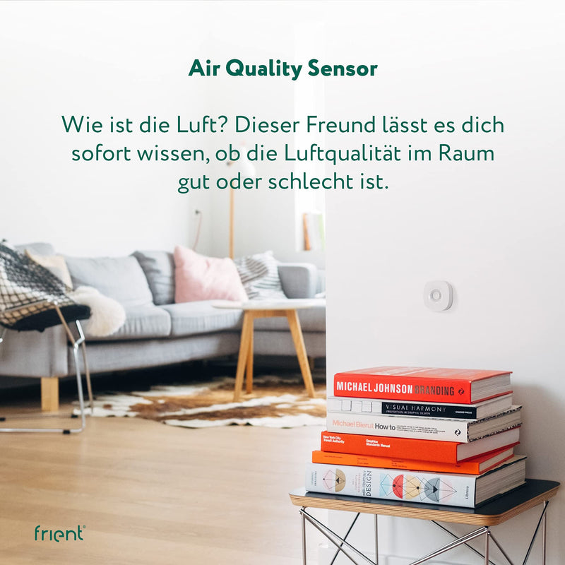 frient Air Quality Sensor | Air Quality Meter | Wireless VOC, humidity and temperature meter | battery operated | Zigbee | works with Homey and SmartThings