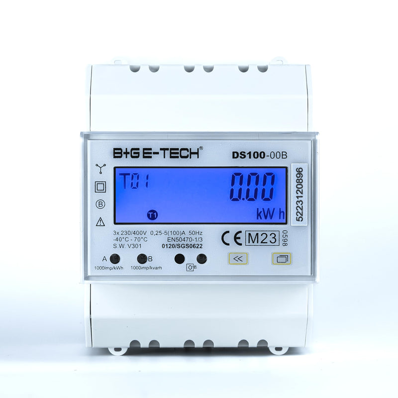 Electricity meter [DS100] 3 phase bi-directional three-phase current meter for DIN rail with RS485 Modbus-RTU, DLT654, S0 pulse or DI signal input | DS100-00B (with 2x S0 and RS485) DS100-00B (with 2x S0 and RS485)