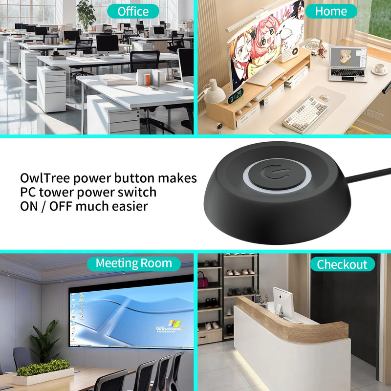 PC Power Button, Desktop Power Button PC External Power Switch ON OFF LED PC Power Supply Button SW Extension for Computer Motherboard
