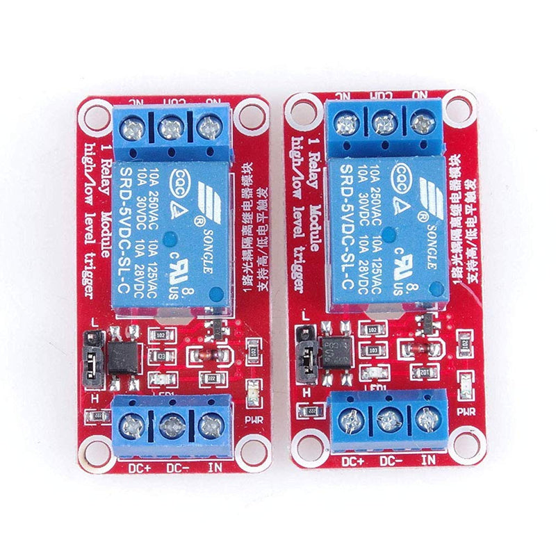 Hailege 2pcs 5V One Channel Relay Module Relay Switch With OPTO Isolation High Low Level Trigger