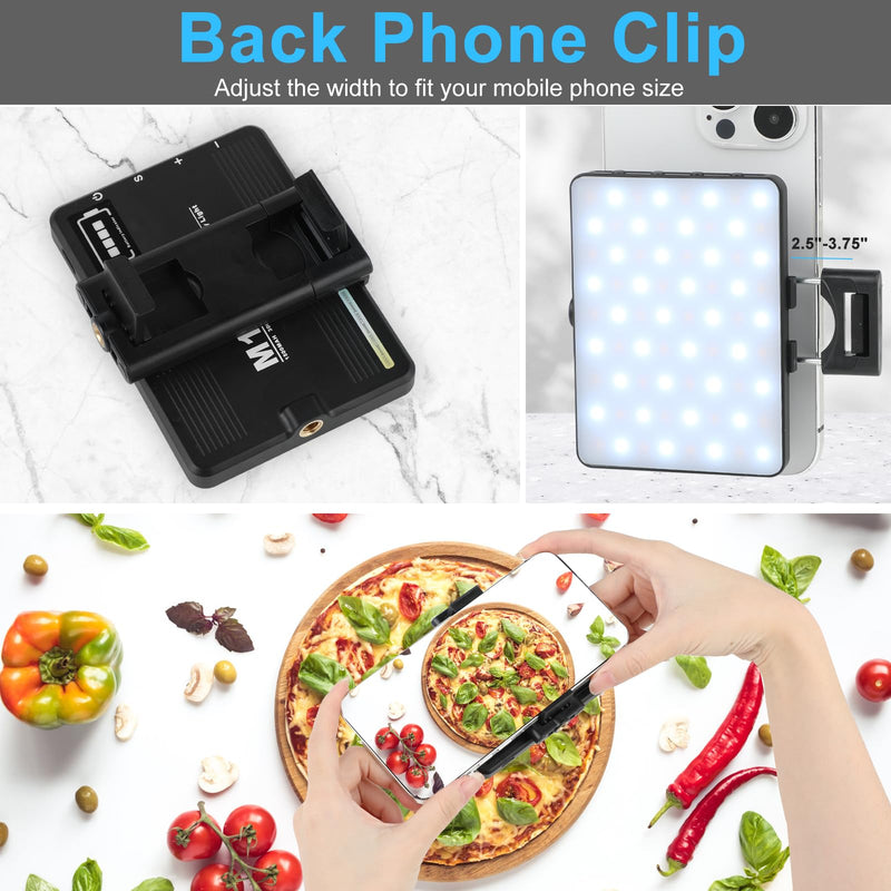 Selfie Phone Light with Front & Back Clips, LED Video Light Photography Lighting Lamp with 3 Light Modes for iPhone Computer Laptop Cameras Vlogging Makeup Tiktok Black(M15)