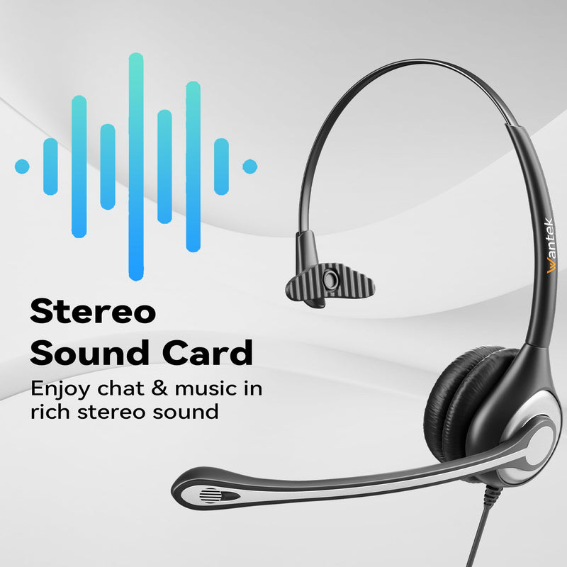 Headset wtih Mic, USB Headset with Microphone for PC, Computer Headset with Noise Canceling Microphone for Laptop, Wired Headset with Mute for Home Office Online Skype Zoom Meetings 600USB+3.5
