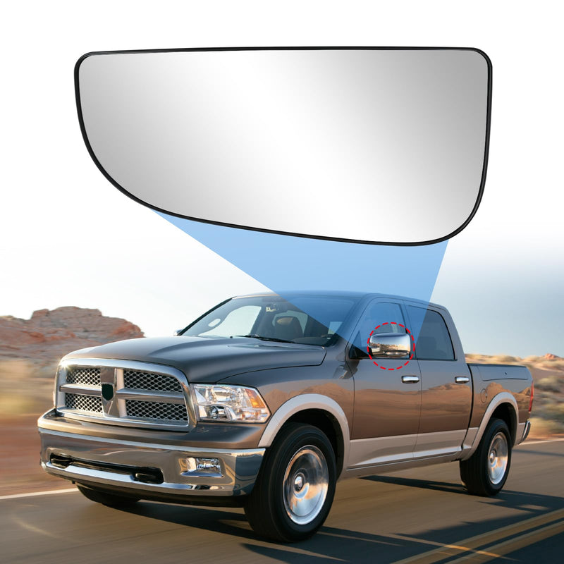 Ram Driver Left Side Lower Mirror Glass Replacement for 2010-2020 Dodge Ram 1500 2500 3500 4500 5500, Towing Mirrors Convex Glass with Rear Mounting Bracket, 68067731AA Driver Side Lower Mirror Glass