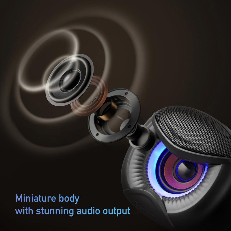 USB Computer Speakers for RGB Lighting, PC Speakers with a USB-C Interface are Suitable for Desktop Laptop Monitor, Owl Eye Design, Blue Lights Blue light