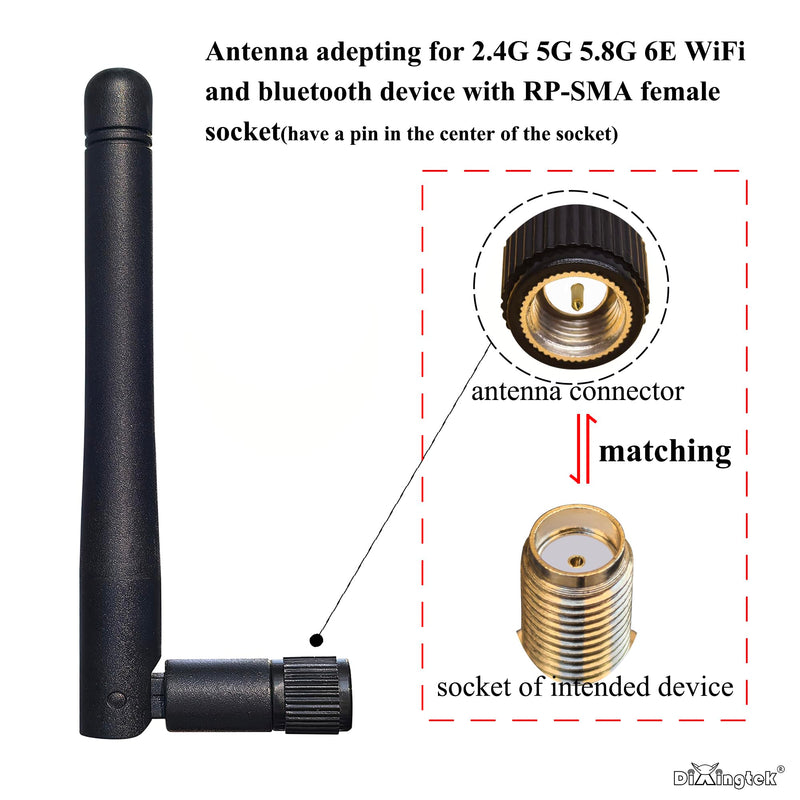 2-Pack Dual Band WiFi 2.4g 5g 5.8g 6e Antenna SMA Male Connector, Compatible with WiFi Router IP Camera PCI-E Network Card USB Adapter Security Video IoT WiFi Antenna 2-pack SMA WiFi Antenna