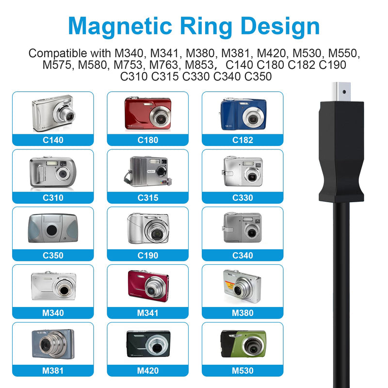Replacement M340 Digital Camera Charger USB Camera Data Charging Cable Cord Compatible with Kodak M340, M341, M380, M381, M420, M530, M550, M575, M580, M753, M763, M853