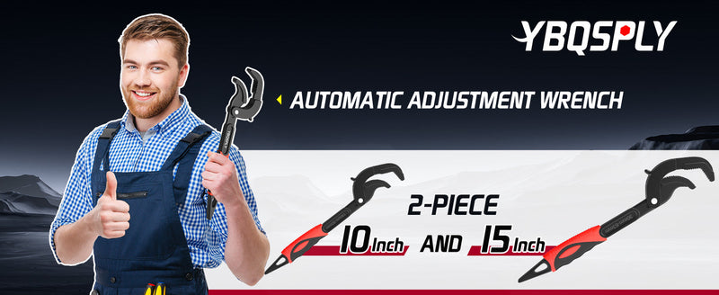 Pipe Wrench Set, 10” and 15” Self Adjusting Wrench 2 Pipe Vise Wrench for 0.55“-2.48”/14-60mm Standard Nuts, Irregular Nuts, Pipes Use
