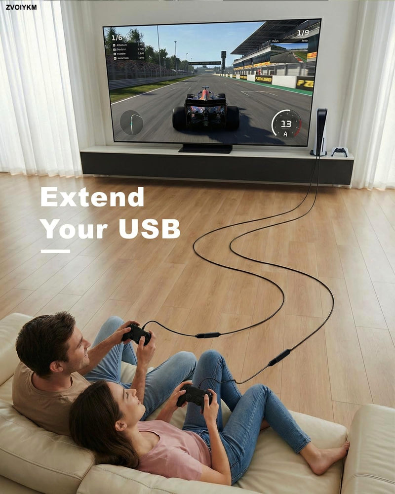 USB 3.0 Active Extension Cable, 50FT (15M) with Signal Booster - 5Gbps High Speed Data Transfer Male to Female Repeater Cord, in-Wall Compatible for VR Headset, Printer, Hard Drive, Xbox, PC 50 ft