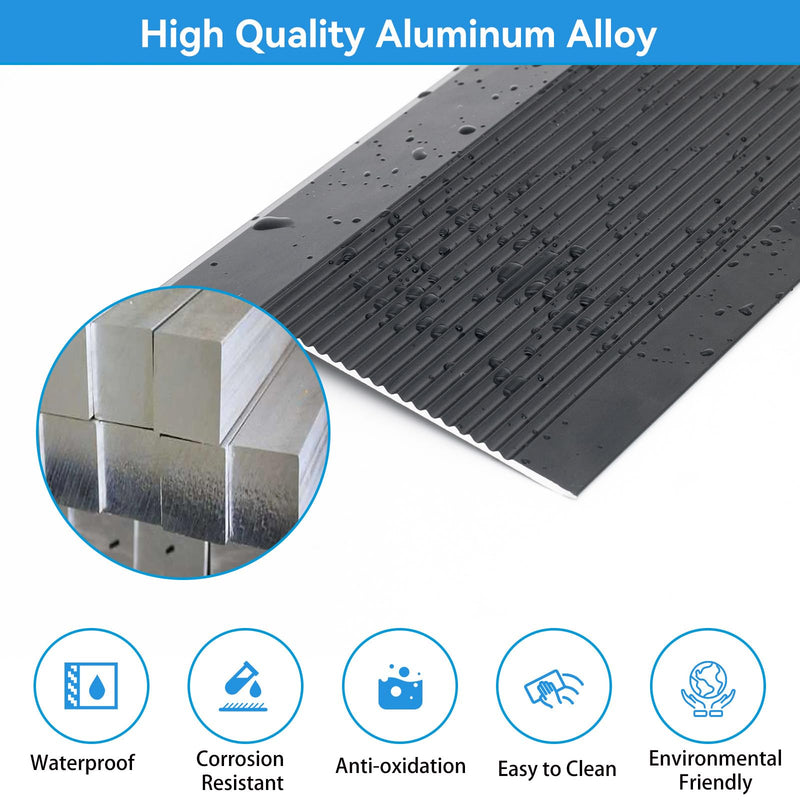 Floor Transition Strip - Aluminum Transition Strips Threshold Ramps for Doorway Aluminum Floor Reducer Molding for Carpet/Entry Door/Tile/Threshold/Wheelchair (Black, 48''x4'') Black 48''x4''
