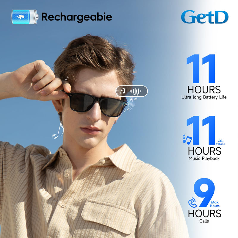 AI Glasses for Men & Women, Smart Glasses Powered by ChatGPT, AI Real-time Translation with 147 languages, 11H Music Play, Bluetooth Sunglasses with Polarized Lens, UV Protection for Daily Use, Travel Black Frame + Green Polarized Lenses