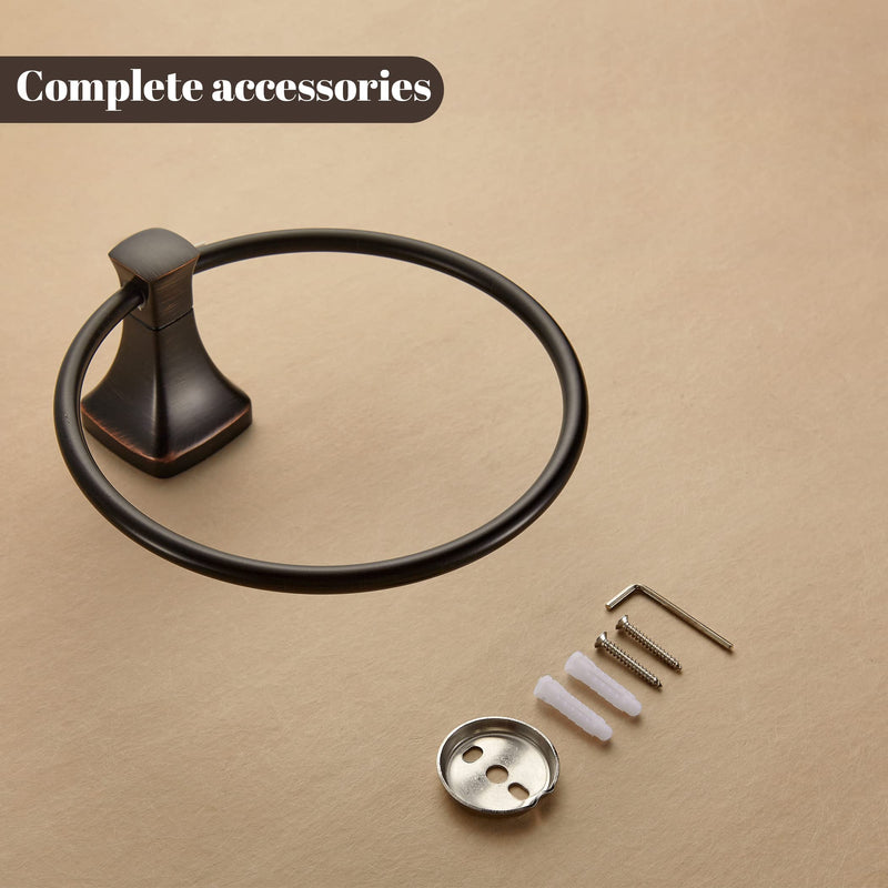 KOCUUY Oil Rubbed Bronze Towel Ring, Bathroom Bronze Towel Holder, Bath Hand Towel Holder Wall Mounted Antique Farmhouse Rustic ORB circle