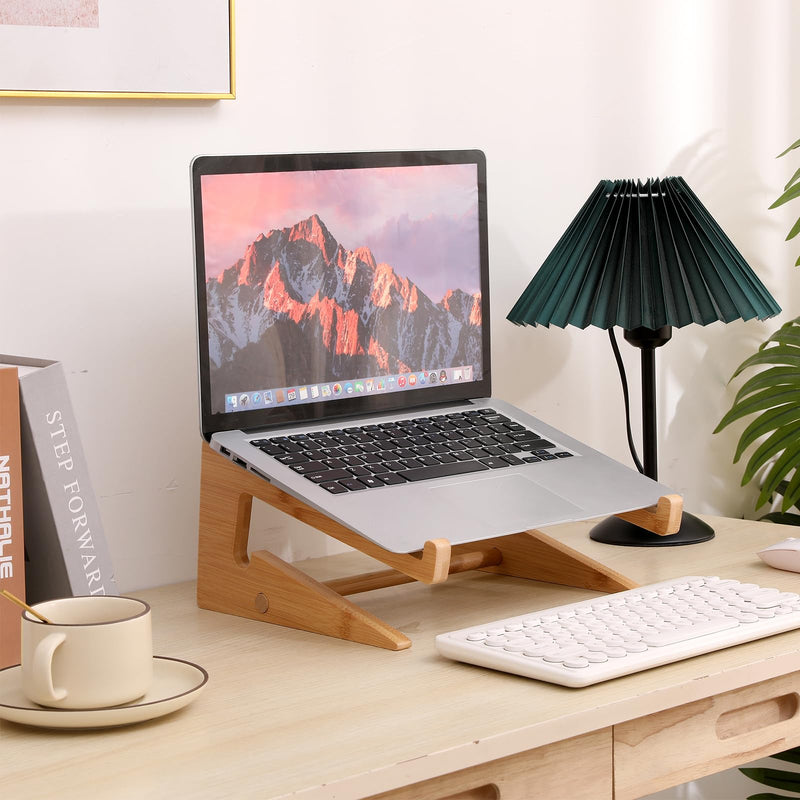 Wooden Laptop Stand Vertical Laptop for 13-18.6in Bamboo Stand for Desk,Laptop Stand Compatible with MacBook Air Pro/Dell XPS/Surface pro/HP/Pixelbook/Lenovo,More Laptops