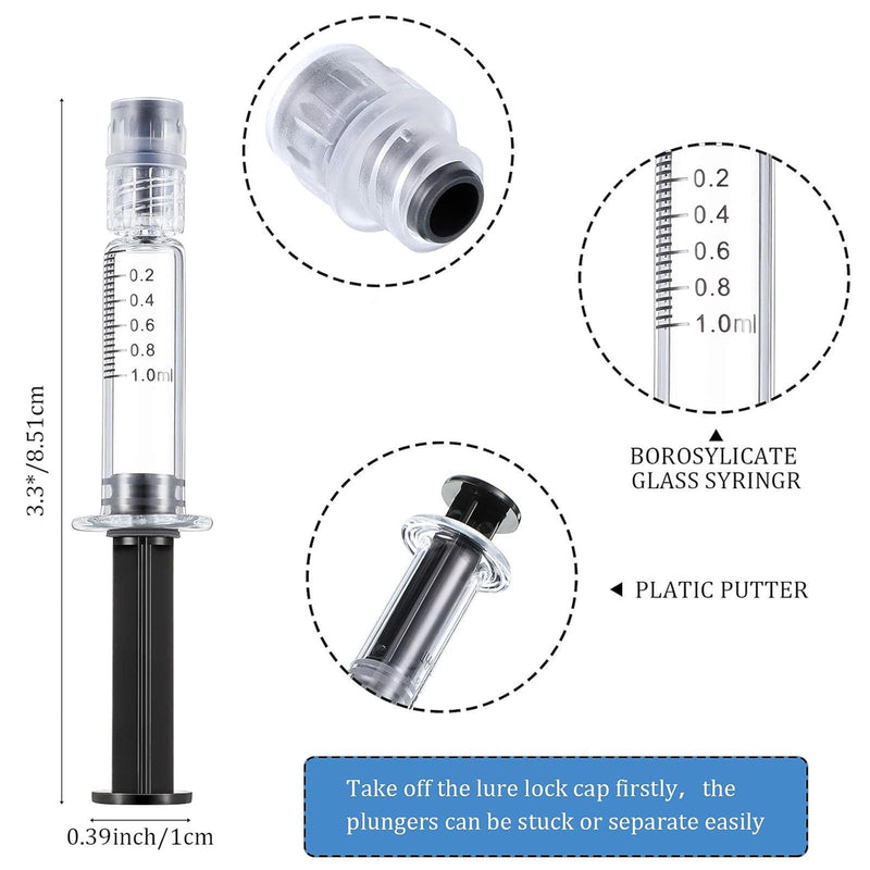 Nuanchu 1ml Borosilicate Glass Syringe Anti Leak Luer Connector Dispenser Without Needle Heat Resistant Accurate Measuring Tool for Thick Liquids, Glue, Ink, Pet Feeding(20 Pieces) 20