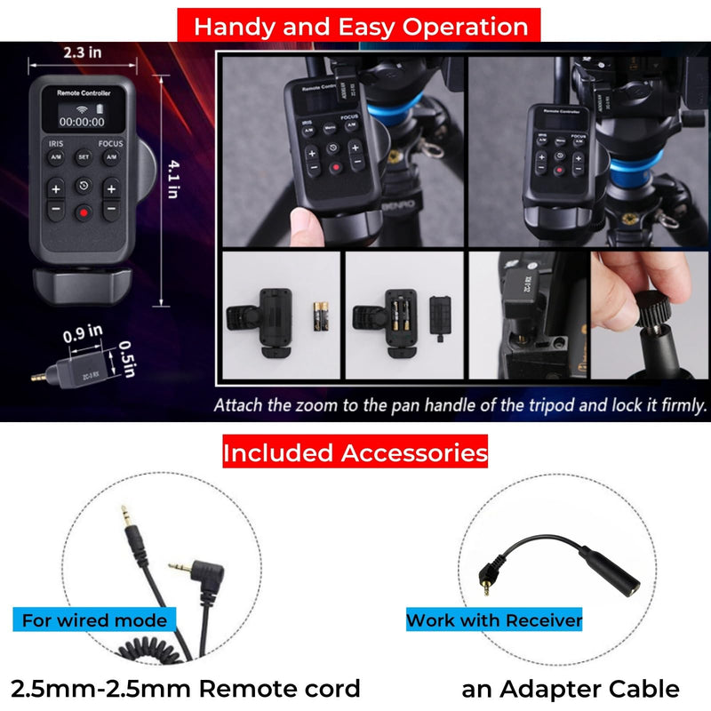 PHOLSY Camcorder Remote Wireless Camcorder Remote Control with LANC Remote, Video Zoom, Video Focus, IRIS and Video Recording Remote Compatible with Canon and Sony Camcorders