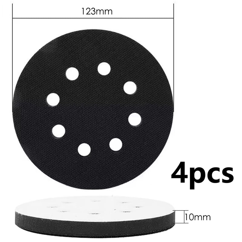 Set of 4 Soft Sponge Sanding Pads with 8 Holes 125mm Soft Sanding Pad for Sander, Shockproof and Protect Noise Reduction