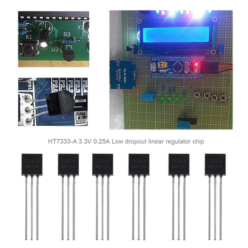 Be In Your Mind 20PCS HT7333-A 3.3V 0.25A LDO Linear Voltage Regulator 3-Terminals 250mA Fixed Output Voltage Nom. 3.3V Through Hole