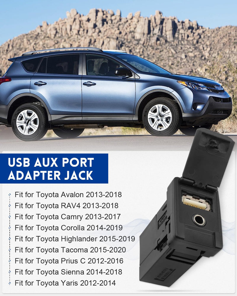 86190-0R010 AUX USB Port Adapter Jack Fit for Toyota Avalon RAV4 Camry Corolla Highlander Tacoma Prius C Sienna Yaris