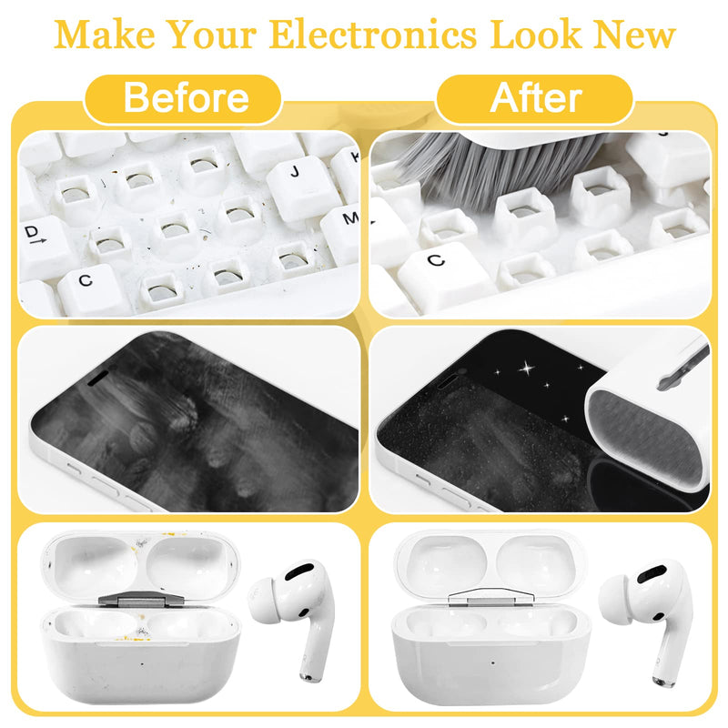 Walrfid Airpods Electronic Screen 7 in 1 Cleaner Kit Laptop Keyboard Cleaning Tool for ipad/iwatch/Computer/Phone/Macbook with 5ml Touchscreen Cleaners Mist (Grey) Grey