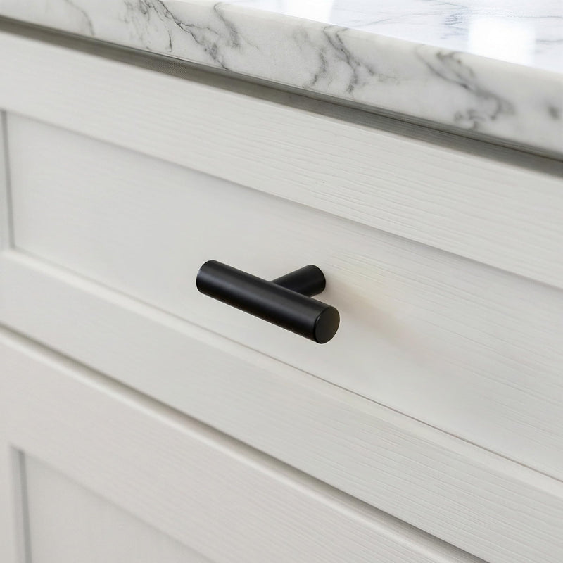 LONTAN 20 Pack Black Cabinet Knobs, Modern T Bar Single Hole Cabinet Hardware for Dresser Cupboard Kitchen Bathroom Black T Bar Knob