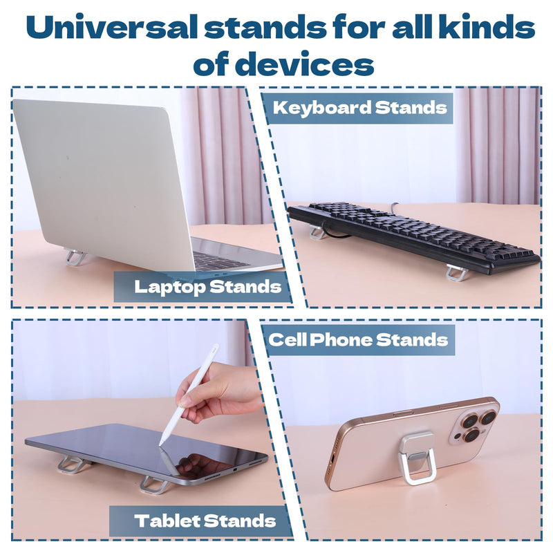 2PCS Mini Laptop Stand for Desk, Keyboard Stands, Portable Laptop Stand Foldable, Sleek Computer Notebook Holder, Portable Computer Keyboard Riser Fits Keyboards &10-17.3 Inch Laptops (Silver)