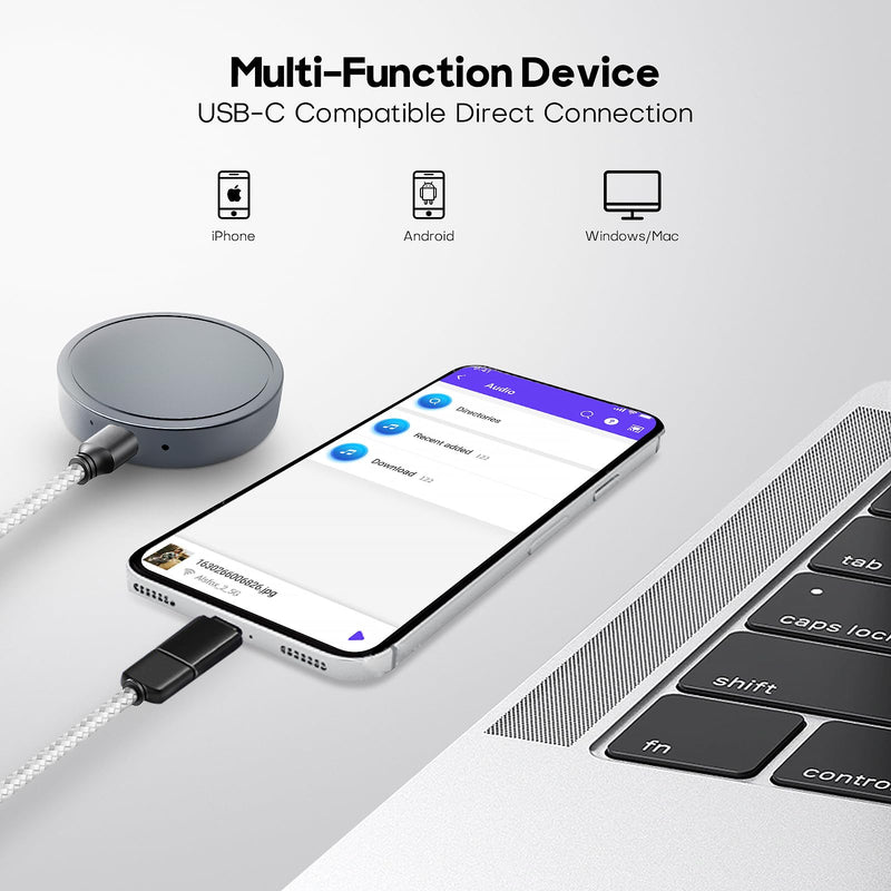 128G (1600 Hour) Magnetic Voice Activated Recorder - Nanezan Recording Device MP3 Records with 70 Hours Battery Time, USB-C Audio Recorder for Work, Lectures, Meetings, Interviews Gray-128GB
