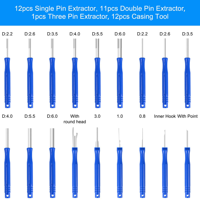 Terminal Removal Tool Kit 36 Pcs Depinning Tool Electrical Connector Pin Removal Tool Kit Pin Extractor Tool Set Wire Terminal Release Tool for Automotive Car Household Devices - Blue 36PCS