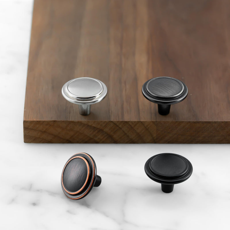 HESTIA HARDWARE 10 Pack | Satin Nickel Round Cabinet Knobs | 1-1/4 Inch Silver Kitchen Cabinet Hardware, Drawer Pulls and Knobs, Vintage Drawer Dresser Door Pulls