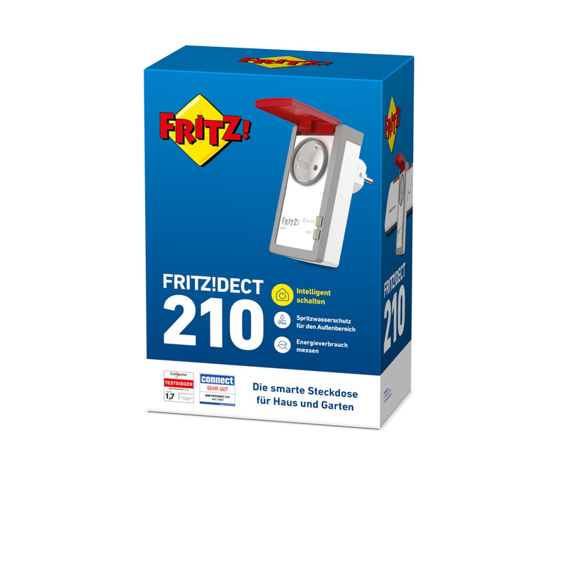 AVM FRITZ!DECT 210 (intelligent socket for smart home, controllable to save energy, with splash protection (IP 44) for outdoor use) Single