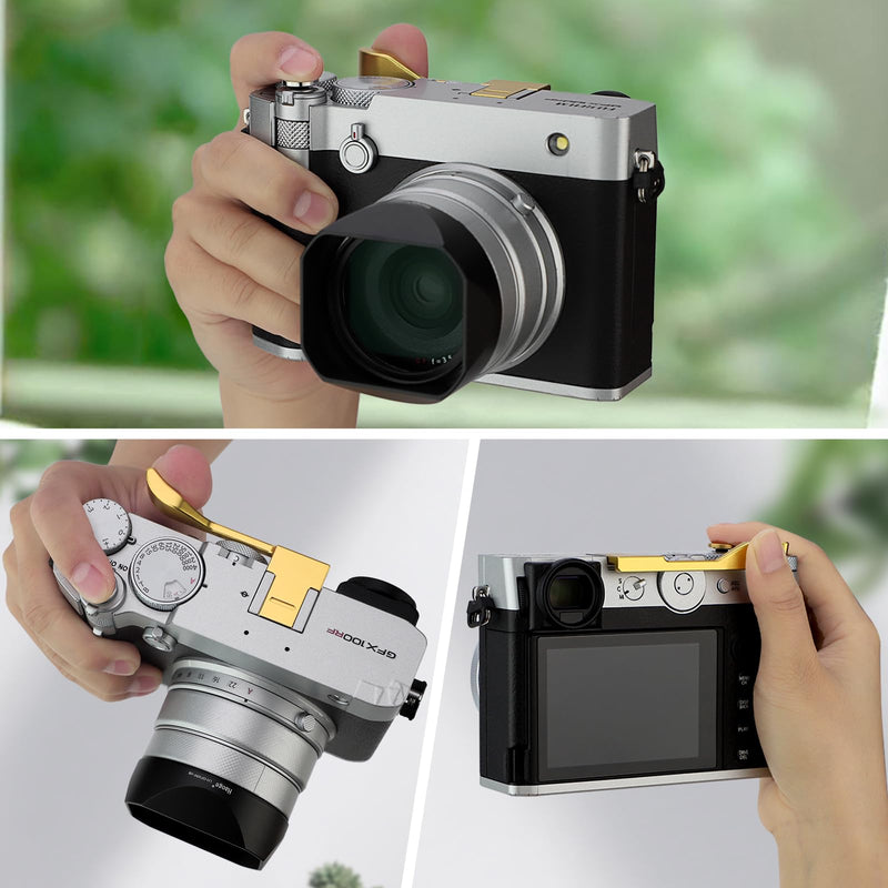 Haoge Metal Thumb Up Grip for Fujifilm GFX100RF Camera Digital Accessories GFX 100RF Hot Shoe Thumb Up Rest Support Handgrip Golden THB-GFXRFG Gold
