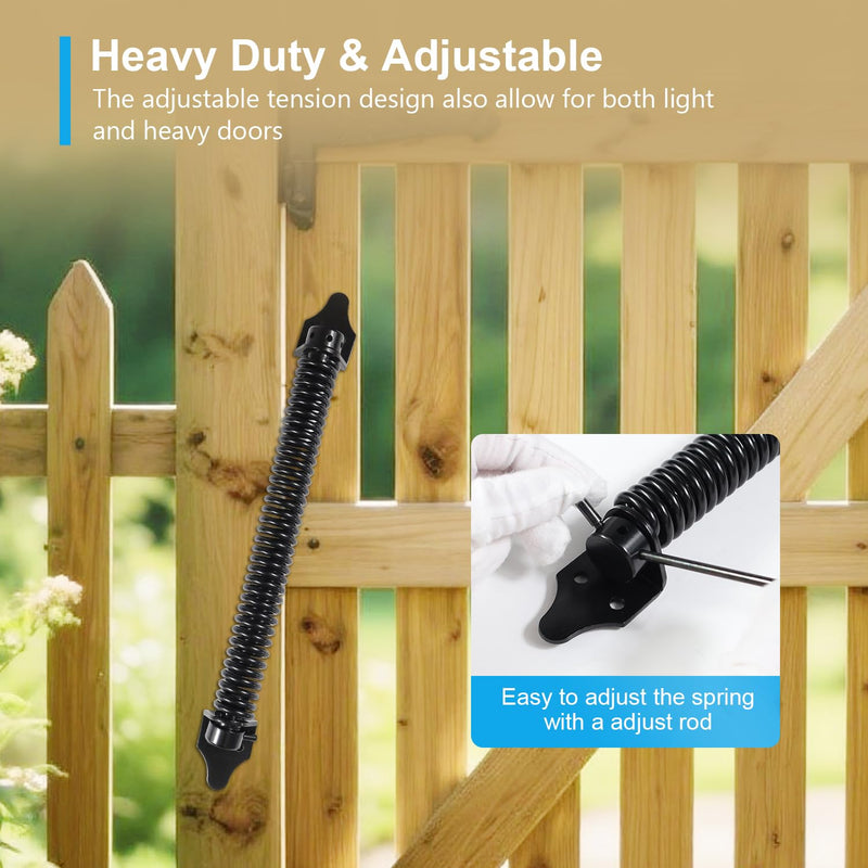 Gate Springs Self Closing Heavy Duty 14in Outdoor Gates Adjustable Tensioner Automatic Gate Closure - 2 Pack 2PACK