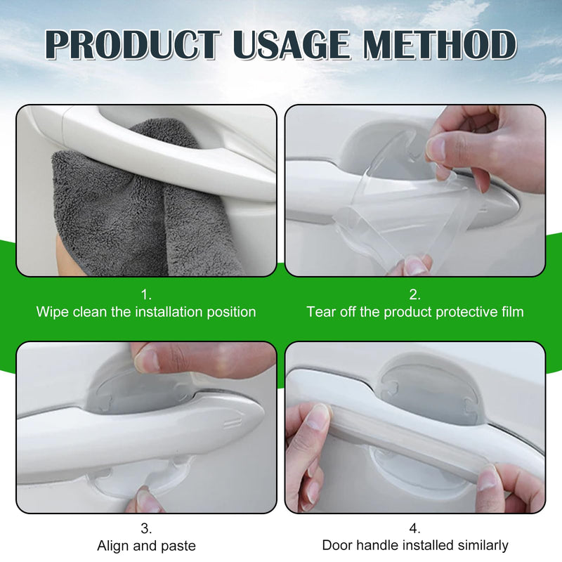 16PCS Car Door Handle Protector, Waterproof Anti-Scratch Paint Invisible Cars Door Handle Bowl Sticker Avoiding Scratches, Auto Exterior Accessories Protection Film for Most Models (Clear Transparent)