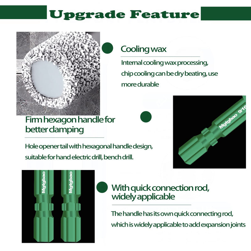 6pc 5/8” Green Dry Diamond Drill Bits Set, 16mm Hex Shank Core Drill Bit Brazed with Cooling Wax for Porcelain Tile Ceramic Concrete Granite Marble Hard Materials (not for Wood). 5/8 in 6