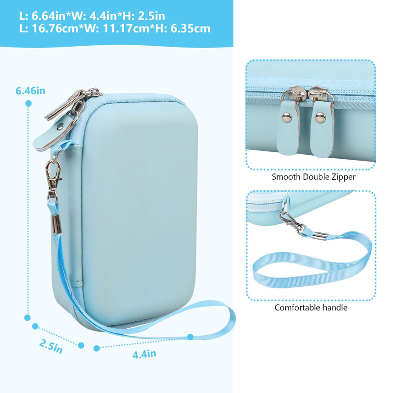 Hard Case Compatible with Nelko P21/for Phomemo D30/for SUPVAN E10/for NIIMBOT D11 Label Maker Machine, Portable Bluetooth Label Printer Storage Holder Bag with Mesh Pocket for Tapes, Blue