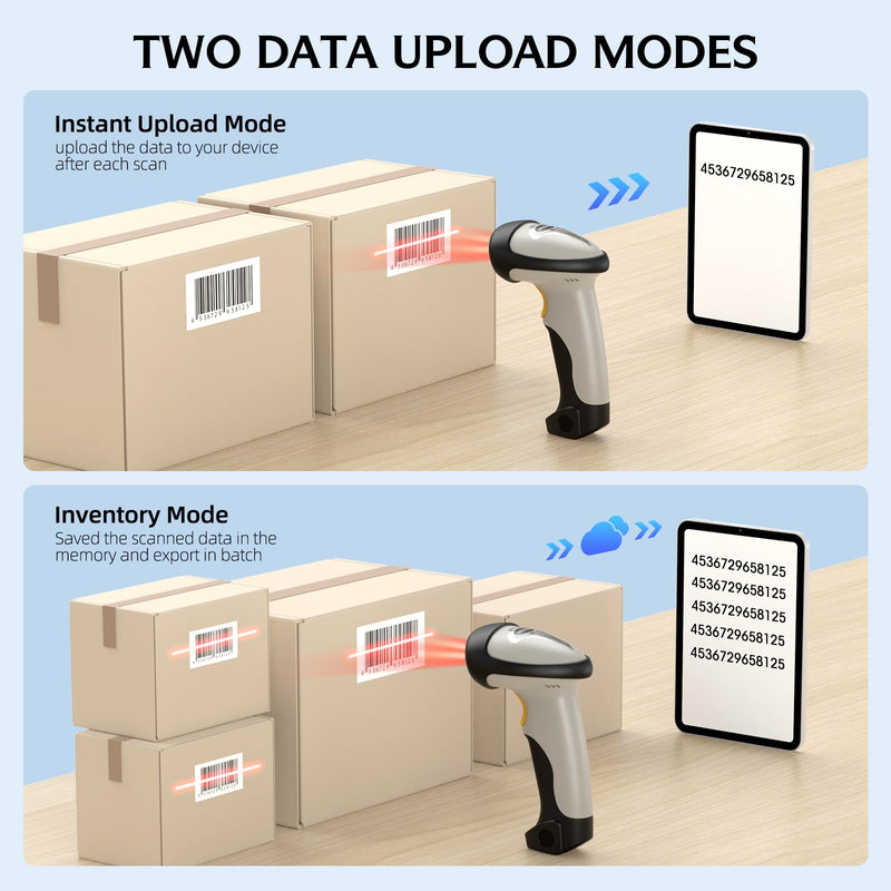 TEEMI Bluetooth Barcode Scanner with Optional Stand, 1d Laser Handheld Automatic Bar Code Reader for iPhone iPad Android Tablet PC, Mac OS X, Android, Windows 10 and iOS 14 (Stand Included) Stand Included