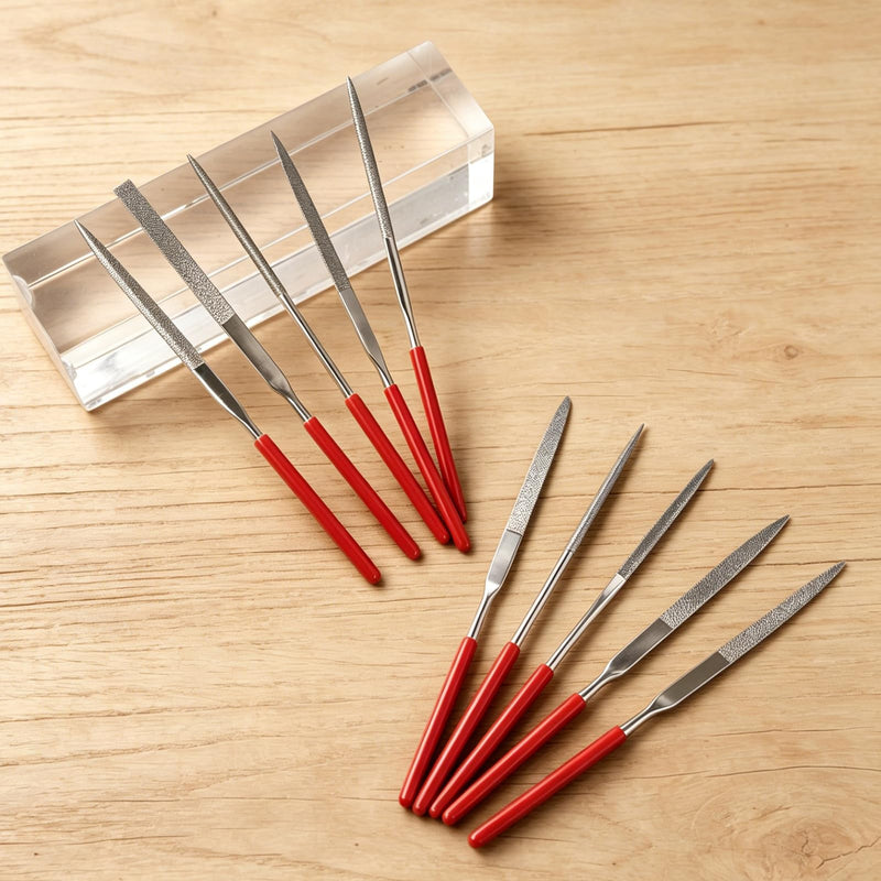 10 Piece Diamond Needle File Set 3 mm x 140 mm Precision Key Files | For 3D printing, model making and deburring, mini file set for metal, wood, plastic, 3D printer accessories