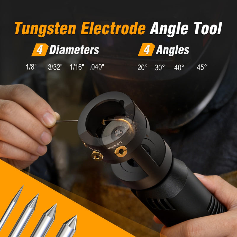 3mirrors Aluminum Tungsten Electrode Sharpener Grinder for TIG Welding Tool w/Cut-Off Slot Multi-Angle& Offsets, 4 Copper Screws Holes& 2 Upgrade CNC Mandrels& 5 25mm Diamond Wheels& Instructions 4 Holes