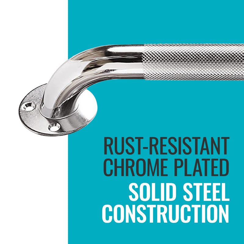 DMI Textured Grab Bars, Handicapped Grab Bars for Bathroom, Shower Rails, Grab Bar for Handicap and Elderly, Perfect for Bathroom Safety, Rust-Resistant Steel, 18", Silver, FSA & HSA Eligible 18 Inch