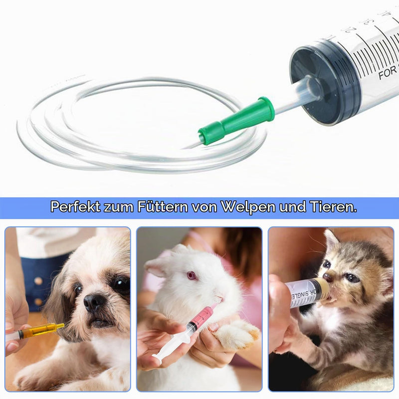 Pack of 30 Syringes without Needle 1+5+10+20+30+60ml Colostrum Syringe | With hose, reusable plastic syringe set for laboratories, animal feeding, plant irrigation