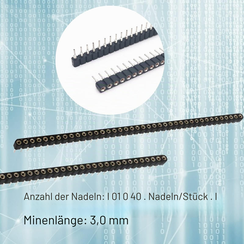 Nikou Pack of 5 1 x 40P 2.54 mm Round Hole Female Header Tin Single Row 40 Pin PCB IC Crystal Socket Connector for Circuit Boards, Circuit Experiments