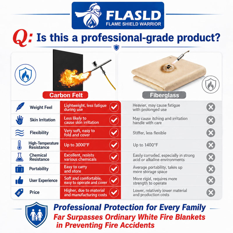 FLASLD Welding Blanket Fireproof Mat 36×48 inch Heat Resistant Material Up To 1800°F Flame Retardant Fabric Carbon Felt for Grill Stove Pit Soldering Welders Plumbers
