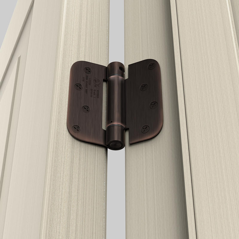 goldenwarm 2pack Oil Rubbed Bronze Door Hinges 4 Inch Self Closing Spring Door Hinge with 5/8" Radius Corners - Adjustable Door Closing, Residential & Heavy-Duty Hardware 2 Oil Rubbed Bronze-4inch
