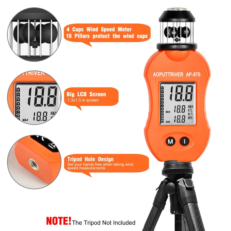 AOPUTTRIVER Wind Meter AP-876 Anemometer Handheld Pocket Anemometer Air Speed Meter for Measuring Air Velocity Air Volume for HVAC Vents Boat Sailing Shooting-2022 Newest
