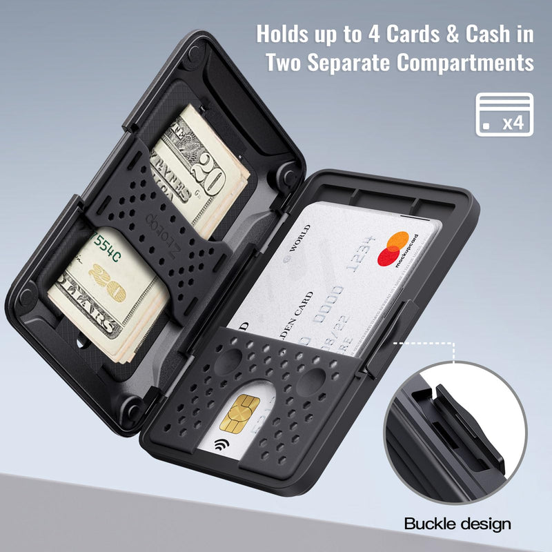 ZtotopCases Magsafe Wallet Work with Apple Find My, Magnetic Card Holder and RFID Blocking Functionality, Magnetic Wallet for iPhone 15/14/13/12 Series, Fit 3-4 Cards, Black