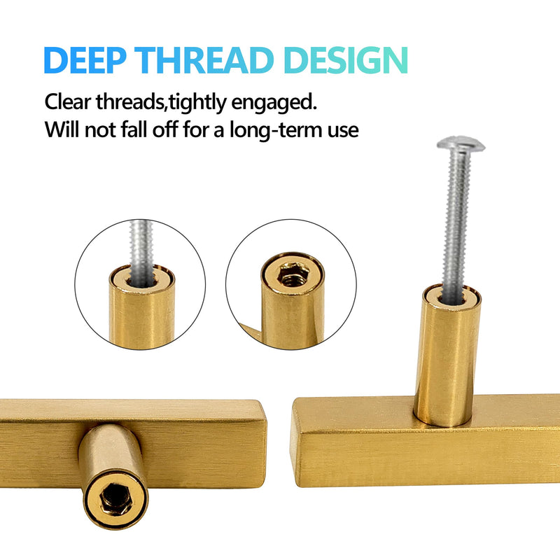 Cabinet Pulls Gold Cabinet Handles Square Drawer Pulls, 10 Pack 7-1/2 Inch 192mm Hole Centers Stainless Steel Kitchen Door Cupboard Cabinet Handles,10 Inch Length Hardware Handles 7-1/2 Inch Hole Centers