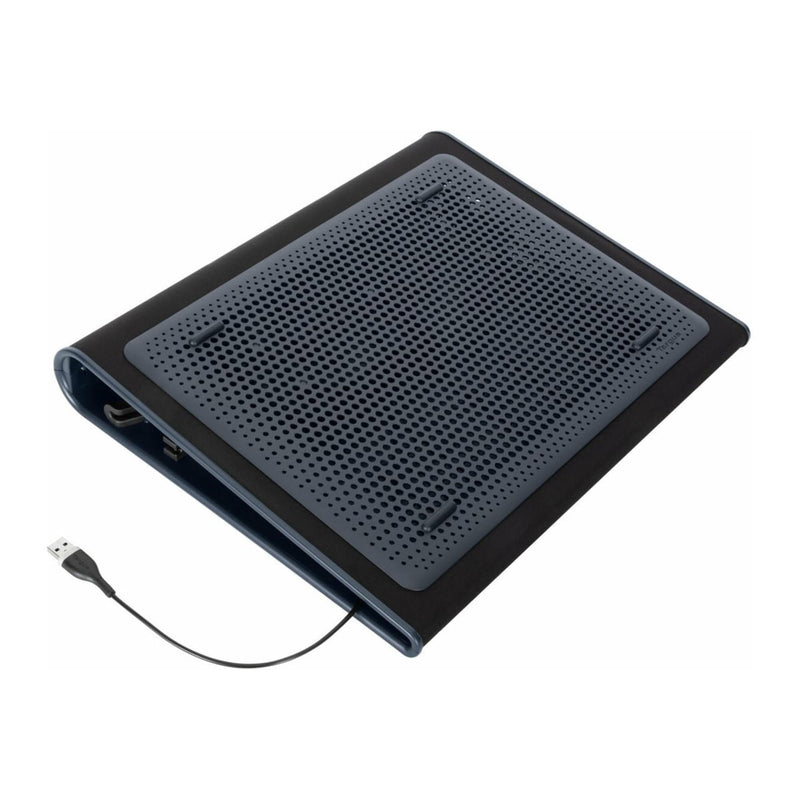 Targus 17 Inch Dual Fan Lap Chill Mat - Soft Neoprene Laptop Cooling Pad for Heat Protection, Fits Most 17" Laptops and Smaller - USB-A Connected Dual Fans for Heat Dispersion (AWE55US) Tilted