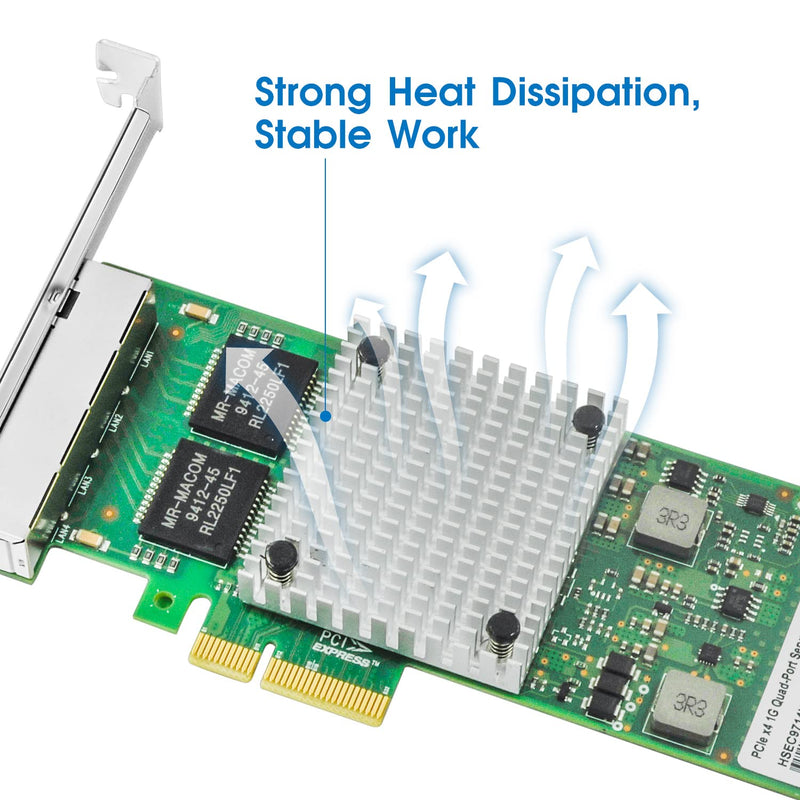 Gigabit Ethernet Network Adapter with Intel I350 Chip Ethernet PCI Express NIC Network Card Quad Copper RJ45 Ports PCI Express 2.1 X4 Compare to Intel I350-T4 Intel I350(4XRJ45)